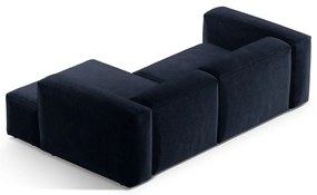 Colțar albastru închis cu tapițerie din catifea reiată (cu colț pe partea dreaptă/cu șezlong) Bergamo – Cosmopolitan Design