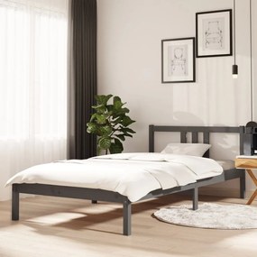 vidaXL Cadru de pat, gri, 100x200 cm, lemn masiv de pin