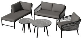 Set de lounge pentru grădină, Set de canapea modern pentru exterior cu frânghie țesută manual, Include perne de șezut și spate, Gri