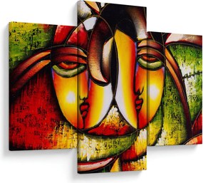 Tablou - Pictură în ulei, chipuri abstracte (90x60 cm)