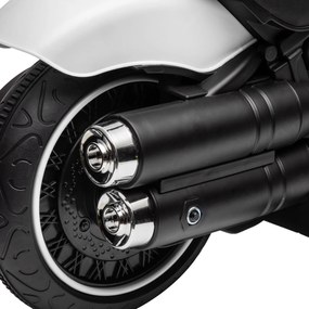 HOMCOM Motocicletă Electrică pentru Copii 18-36 Luni cu Roți Ajutătoare și Far, 76x42x57 cm, Alb și Negru | Aosom Romania
