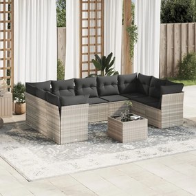 vidaXL Set canapele de grădină cu perne 10 piese gri deschis poliratan