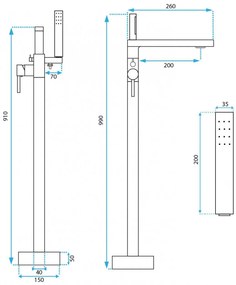 Baterie freestanding Flores argintiu