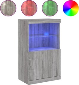 vidaXL Servantă cu lumini LED, gri sonoma, 60,5x37x100 cm
