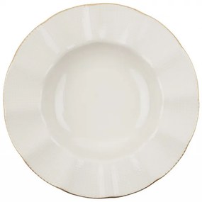 Serviciu de masa, Portelan, 24 de Piese, Culoare Crem / Auriu