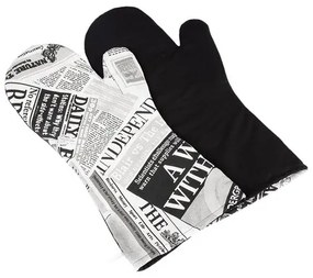 Mănuși de bucătărie pentru grătar Bellatex Ziare negru, 22 x 46 cm, 2 buc.