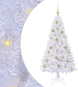 vidaXL Brad de Crăciun artificial cu 150 LED Alb 150 cm PVC și Oțel