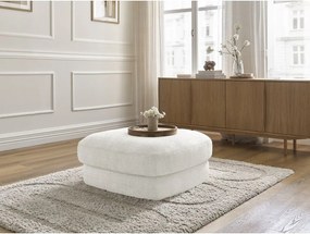 Taburet alb cu tapițerie din chenille Leonore – Bobochic Paris