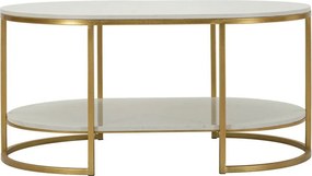 Măsuță de cafea albă-aurie cu blat din marmură 60x90 cm Izmir – Mauro Ferretti