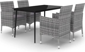 vidaXL Set mobilier de grădină cu perne 5 piese poliratan & sticlă