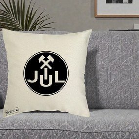 Perna Personalizata JUL Jiul Lupeni Fotbal, 40x40 cm, Ecru, Husa Detasabila, Perna Inclusa, BEKZ®