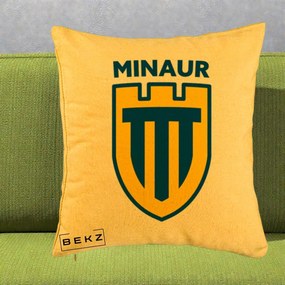 Perna Personalizata Minaur Baia Mare Fotbal, 40x40 cm, Galben, Husa Detasabila, Perna Inclusa, BEKZ®