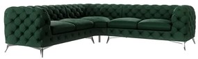 Colțar verde închis cu tapițerie din catifea Chelsea – Ropez