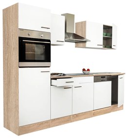 Mobilă de bucătărie Yorki 280 cu corp din stejar Sonoma și față alb satinat