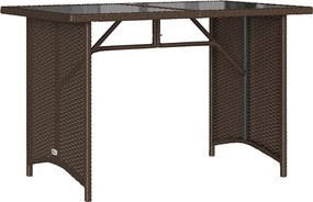 vidaXL Masă de grădină cu blat din sticlă maro 110x68x70 cm poliratan