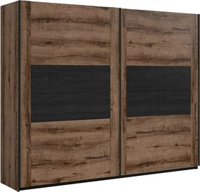 Dressing KASSEL, nuc/negru, PAL melaminat, cu 2 usi, 270x61x219 cm