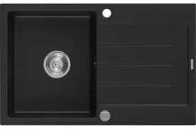 Mexen Bruno chiuvetă din granit cu 1 compartiment cu picurător 795 x 495 mm, Neagră - 6513791010-77