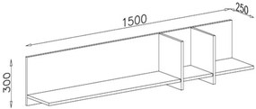 Polita de perete TISANE 150x25 cm, stejar biscuit/alb