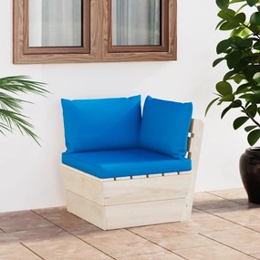 Canapea coltar de gradina din paleti cu perne lemn molid tratat 1, Albastru deschis, Canapea coltar