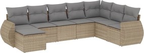 vidaXL Set canapele de grădină, 8 piese, cu perne, bej, poliratan