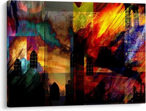 Tablou - Oraș colorat, abstracție (70x50 cm)