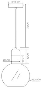 Lustră pe cablu JULIUS 1xE27/40W/230V Lucide 34438/20/65