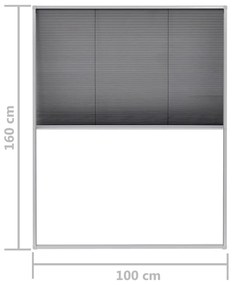 Plasa insecte tip plisse pentru ferestre, 100 x 160 cm aluminiu Alb, 100 x 160 cm