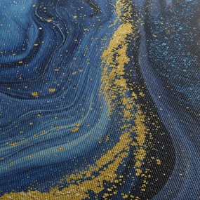 Tablou - Abstracție albastru-aurie (cu ceas) (90x30 cm)
