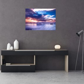 Tablou pe sticlă - Apus de soare la mare (70x50 cm)