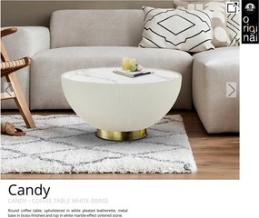 Masuta de cafea design modern Candy alb/alama 71cm