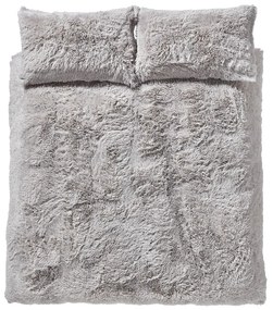 Lenjerie de pat din micropluș gri deschis Catherine Lansfield Cuddly, 135 x 200 cm, gri