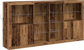 vidaXL Bufet LED 3 pcs Lemn vechi 202 x 37 x 100 cm Lemn compozit