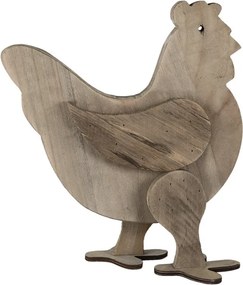 Figurină decorativă găină, din lemn, maro, 31x16x35 cm