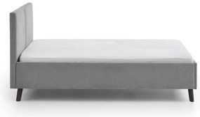 Pat matrimonial gri tapițat cu somieră 140x200 cm Piano – Meise Möbel