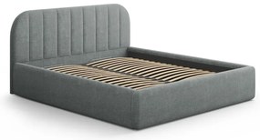 Pat matrimonial gri închis tapițat cu spațiu de depozitare cu somieră 180x200 cm Juno – Windsor &amp; Co Sofas