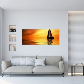 Tablou - Sailboat la apus de soare (120x50 cm)