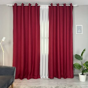 Set două Draperii (Blackout), din Stofă premium (Tip in), Gata lucrate (Inele galerie), Culoare Bordo (Model texturat), Dimensiuni draperie 160x260 cm (x2), Brand Originalio