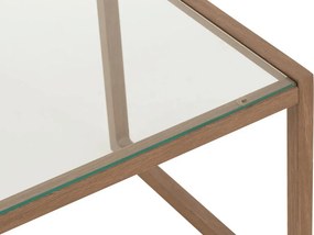 Masuta de cafea NATURELE cu blat de sticla 90x50 cm, maro inchis