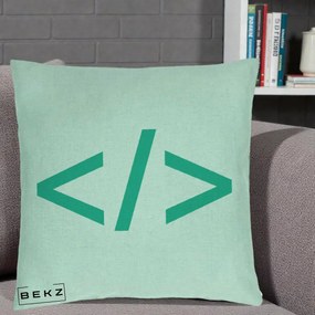 Perna Personalizata Cod HTML Turcoaz, 40x40 cm, Verde Menta, Husa Detasabila, Perna Inclusa, BEKZ®