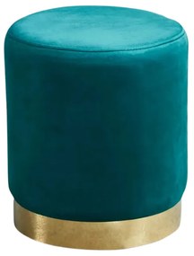 Taburet rotund din catifea, 32 cm, verde-auriu