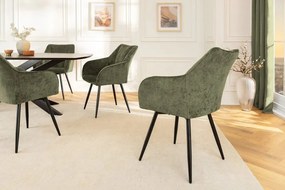 Set de 2 scaune pivotante, Metal Negru, Chenille Verde, AVIGNON A-46472 VC