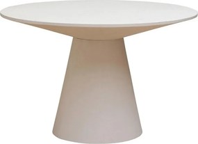 Masă dining rotundă din lemn, alb, 4–5 locuri, cu picior central conic, 76 x 120,5 cm, „Calla”