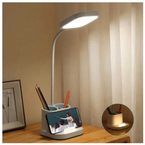 Lampă de masă Platinet 5 W, baterie + pahar + USB, alb