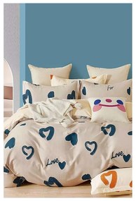 Lenjerie de pat bej din bumbac ranforcé pentru pat de o persoană/extinsă cu cearceaf inclus/cu 3 piese 160x220 cm Amore – Mila Home