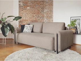 Canapea maro deschis extensibilă/cu spațiu de depozitare cu tapițerie din catifea reiată 244 cm Arcadova – ELTAP