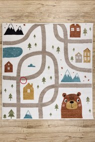 Covor FUN Polar pentru copii, străzi, pădure, cremă - SECUNDAR-COTATI PRODUSUL