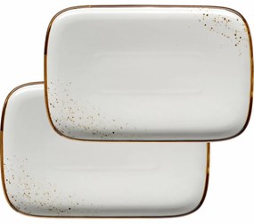 Mäser Set tavă din 2 piese Pintar Puncte maro alb30 x 20 x 2 cm, L