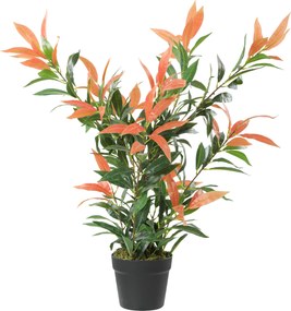 HOMCOM Photinia artificială lucioasă 90 cm, plantă artificială cu 300 de frunze, ramuri ajustabile, 45 x 45 x 90 cm, Roșu+Verde | Aosom Romania