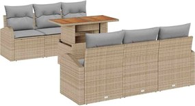 vidaXL Set de canapele pentru grădină 7 pcs bej și gri deschis