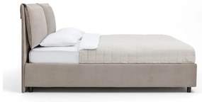 Pat dublu tapițat taupe cu spațiu de depozitare cu saltea / grătar 180x200 cm Myra Pillow - Bonami Selection